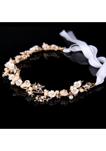 H Getnoıvas Gelin Goldsilver Renk Çiçek Şerit Hairband Kafa Bandı Kadın Başlığı Tiara Düğün Gelin Saç Takı Aksesuarı (Yurt Dışından) modelleri