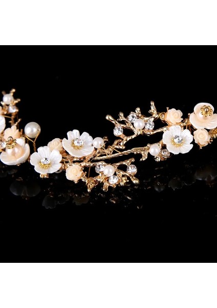 H Getnoıvas Gelin Goldsilver Renk Çiçek Şerit Hairband Kafa Bandı Kadın Başlığı Tiara Düğün Gelin Saç Takı Aksesuarı (Yurt Dışından) indirimleri