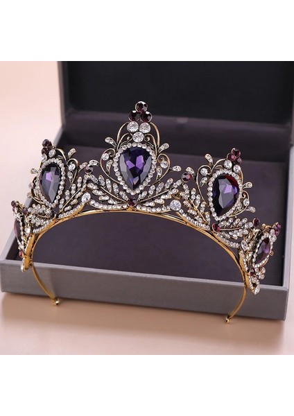 Kırmızı Düğün Tacı Gelin Başlığı Altın Gümüş Renk Rhinestone Kristal Diadem Kraliçe Taç Prenses Tiaras Düğün Saç Takı (Yurt Dışından)