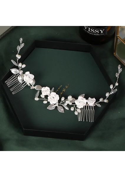 NO.51198 Beden Rhinestone Inci Gelin Saç Tarak Gelin Mucizevi Kristal Saç Tarak Tiaras Kadınlar Kız Saç Takı Düğün Saç Aksesuarları (Yurt Dışından)