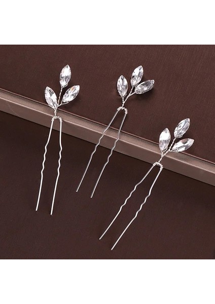 UZ002 Moda Gümüş Renk Tasarım Kafa Takı Inci Rhinestone Saç Tokası Kristal Gelin Saç Aksesuarları Kadın Düğün Saç Tokası (Yurt Dışından)