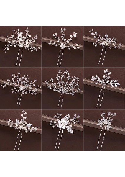 UZ002 Moda Gümüş Renk Tasarım Kafa Takı Inci Rhinestone Saç Tokası Kristal Gelin Saç Aksesuarları Kadın Düğün Saç Tokası (Yurt Dışından) fiyatları