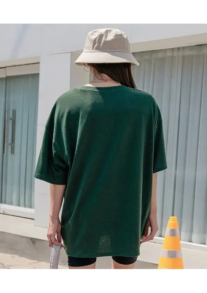 Blacksokak Kadın Yeşil Old School Baskılı Oversize Bisiklet Yaka Tshirt fiyatları