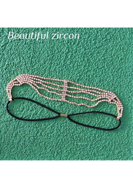 Stil 2 Altın Avrupa ve Amerikan Moda Zarif Lüks Kristal Saç Bandı Saç Zinciri Tatlı Gelin Takı Ren Taş Zincir Doğum Günü Hediyesi (Yurt Dışından)