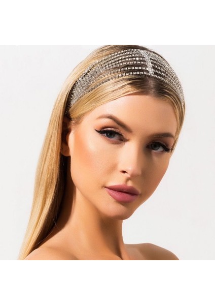 Stil 2 Altın Avrupa ve Amerikan Moda Zarif Lüks Kristal Saç Bandı Saç Zinciri Tatlı Gelin Takı Ren Taş Zincir Doğum Günü Hediyesi (Yurt Dışından) fiyatları