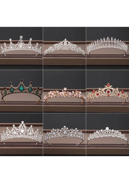 Kırmızı Düğün Taç Saç Takı Gelin Başlığı Kadın Barok Rhinestones Kristal Tiaras Gelin Parti Taçlar Düğün Saç Aksesuarları (Yurt Dışından) fiyatları