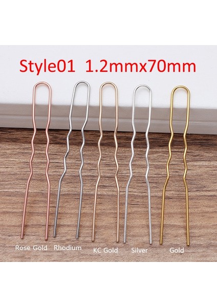 STYLE01-GÜL Altın Saç Çubukları U Şekli Saç Iğneleri Kadınlar Için Aksesuarlar Ayarı Toplu Kafa Takı Yapımı Dıy (Yurt Dışından)