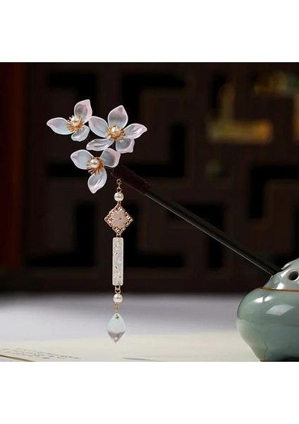 NO.479 Beden Yeni Çiçek Saç Çatalları Retro Tarzı Uzun Püsküller Tokalar Ahşap Saç Çubukları Inciler Boncuk Adım Sallamak Çin Düğünü Gelin (Yurt Dışından)