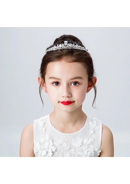 No.6 Boyutu Moda Altın Gümüş Renk Kristal Taçlar Çocuklar Için Çocuk Kız Inciler Tiaras Diadems Düğün Saç Aksesuarları Gelin Takı (Yurt Dışından)