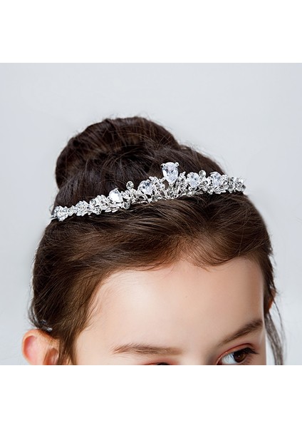 No.6 Boyutu Moda Altın Gümüş Renk Kristal Taçlar Çocuklar Için Çocuk Kız Inciler Tiaras Diadems Düğün Saç Aksesuarları Gelin Takı (Yurt Dışından)