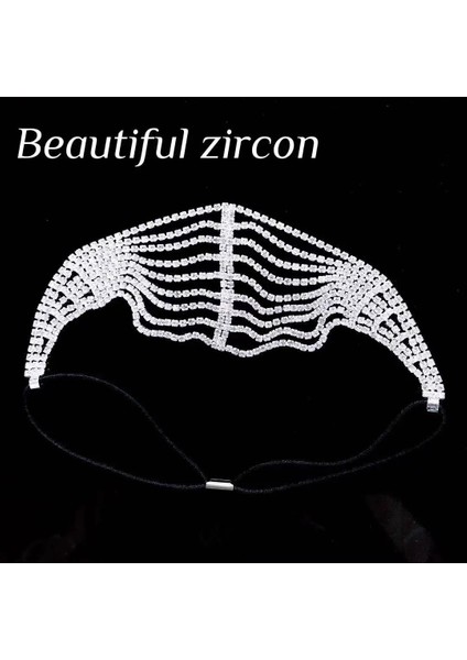 Gümüş Rengi Avrupa ve Amerikan Moda Zarif Lüks Kristal Saç Bandı Saç Zinciri Tatlı Gelin Takı Ren Taş Zincir Doğum Günü Hediyesi (Yurt Dışından)