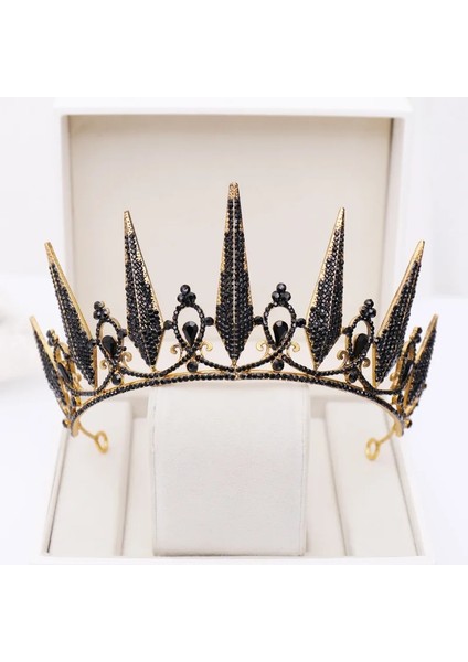 Stil 5 Forseven Kadınlar Gelin Noiva Düğün Parti Saç Takı Barok Tarzı Siyah Kristal Tiaras ve Taçlar Başlıklar Bantlar (Yurt Dışından)
