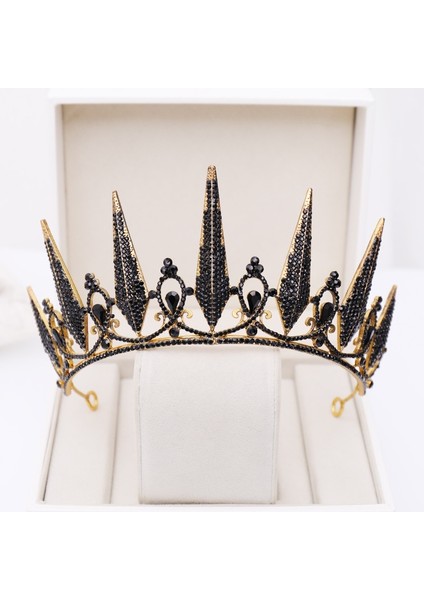 Stil 5 Forseven Kadınlar Gelin Noiva Düğün Parti Saç Takı Barok Tarzı Siyah Kristal Tiaras ve Taçlar Başlıklar Bantlar (Yurt Dışından) fiyatları