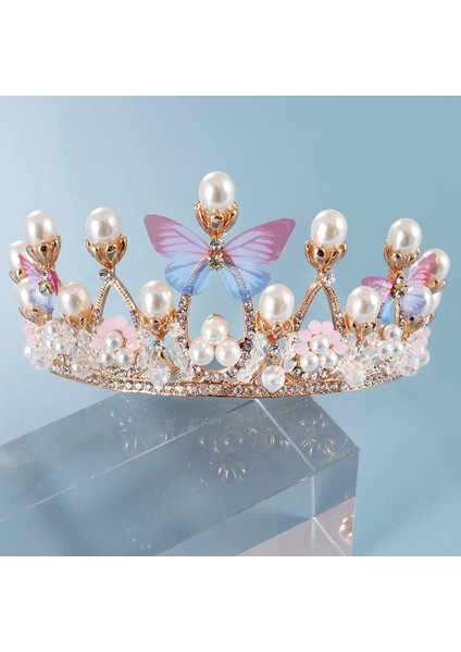 D-Mavi Inci Kristal Prenses Taç El Yapımı Rhinestone Tiara Kızlar Için Doğum Günü Modeli Podyum Moda Çocuk Saç Aksesuarları (Yurt Dışından) modelleri