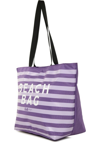 Lila Çizgili Beach Bag Baskılı Plaj Çantası fiyatları