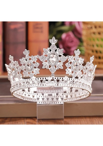 Kırmızı Kristal Rhinestone Yuvarlak Taç Tiara Saç Takı Düğün Saç Aksesuarları Gelin Saç Takı Kraliçe Parti Taç ve Tiaras Hediye (Yurt Dışından)