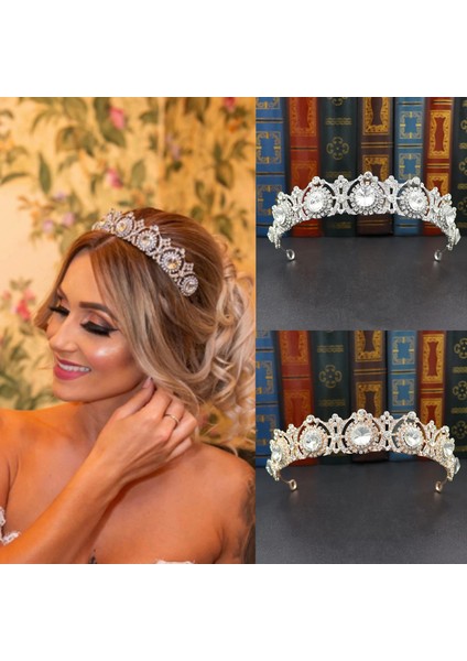 Zb Gümüş Renk Rhinestone Taç ve Tiara Kadınlar Için Düğün Saç Takı Aksesuarları Gelin Tiara Düğün Taç Başlığı Hediyeler (Yurt Dışından) fiyatları