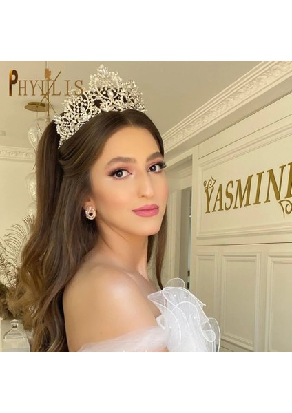 Qiuhong Shop A67-G A195 Barok Düğün Kafa Kristal Gelin Taçlar ve Tiaras Saç Takı Aksesuarları Kadın Rhinestone Şapkalar Kraliçe Diadem (Yurt Dışından)