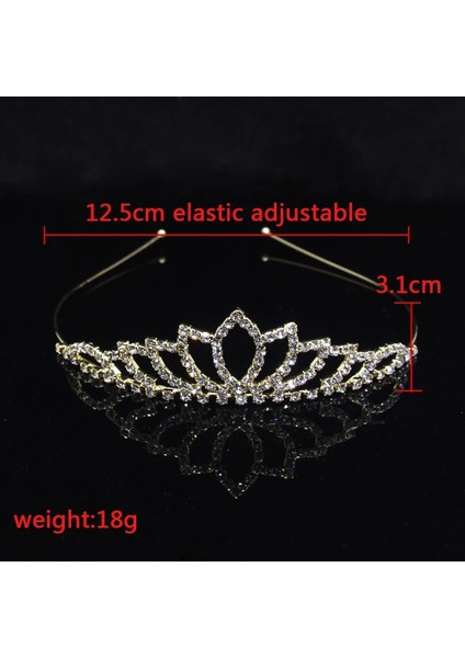 No.7 Boyutu Moda Rhinestone Gelin Tiaras ve Gelin Kadınlar Için Taçlar Başlığı Altın Kristal Prenses Taç Düğün Saç Aksesuarları (Yurt Dışından)