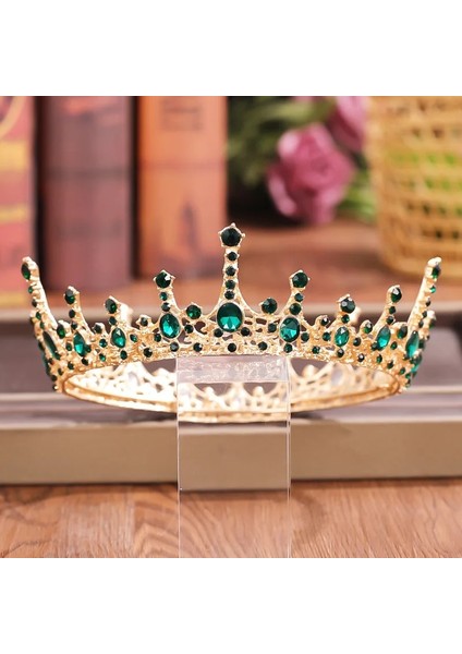 Hiçbiri Kristal Rhinestone Yuvarlak Taç Tiara Saç Takı Düğün Saç Aksesuarları Gelin Saç Takı Kraliçe Parti Taç ve Tiaras Hediye (Yurt Dışından)