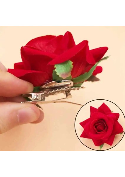 Kırmızı Gelin Headdress Saç Tokası Flanel Gül Büyük Çiçek Saç Aksesuarları Saç Tokası Kumaş Gelin Saç Aksesuarları Saç Tokası (Yurt Dışından)