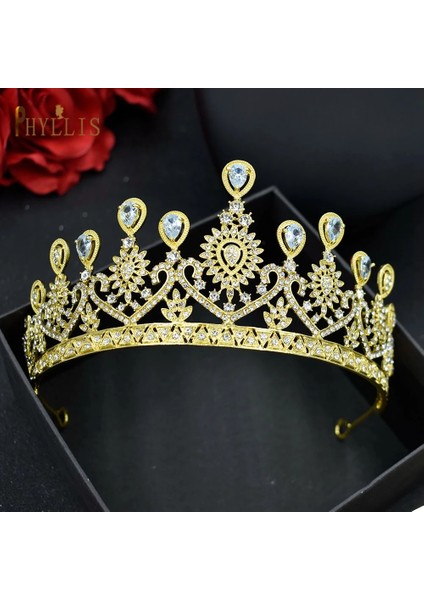 A175-G A158 Yeni Altın Gelin Taç Prenses Şapkalar Doğum Günü Rhinestone Kafa Düğün Saç Takı Gelin Tiaras Vintage Başlıklar (Yurt Dışından)