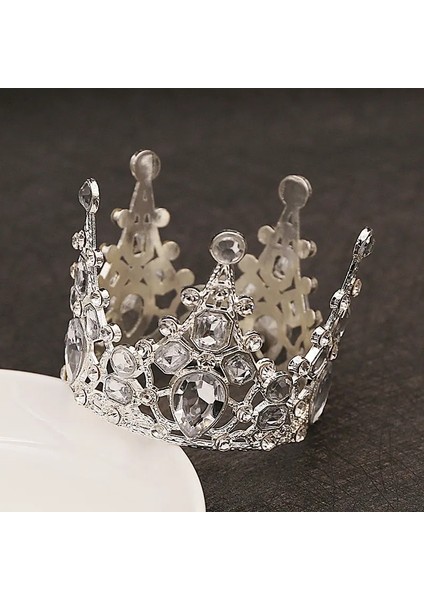Gümüş Rengi Gelin Düğün Tiaras Kristal Küçük Taç Doğum Günü Pastası Pişirme Dekoratif Kafa Takı Çocuk Küçük Diadem Saç Aksesuarları (Yurt Dışından) indirimleri
