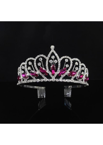 Gümüş Pembe Aınameısı Lüks Kristal Gelin Tiaras Prenses Taçlar Kraliçe Pageant Balo Altın Taklidi Kadın Düğün Saç Aksesuarı (Yurt Dışından)