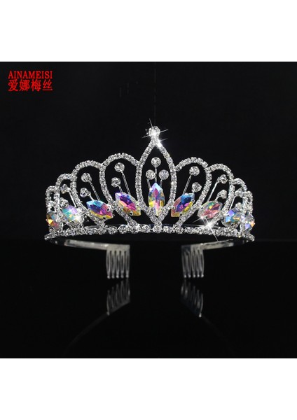 Gümüş Pembe Aınameısı Lüks Kristal Gelin Tiaras Prenses Taçlar Kraliçe Pageant Balo Altın Taklidi Kadın Düğün Saç Aksesuarı (Yurt Dışından) fiyatları
