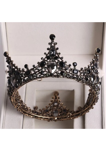 Stil T Barok Siyah Kristal Büyük Yuvarlak Gelin Tiaras Taçlar Pageant Balo Diadem Taklidi Peçe Tiara Kafa Bandı Düğün Saç Aksesuarları (Yurt Dışından) modelleri