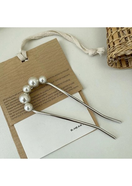 Inciler Gümüş Moda Kadınlar Simüle Inci U Şekli Tokalar Metal Barrette Klip Gelin Saç Aksesuarları Düğün Saç Tasarım Araçları (Yurt Dışından)