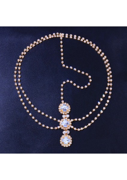 Altın Tip 7 Stonefans Bling Alın Zinciri Kadınlar Için Takı Başlığı Taklidi Zincirler Kristal Gelin Şapkaları Lüks Saç Aksesuarları (Yurt Dışından)
