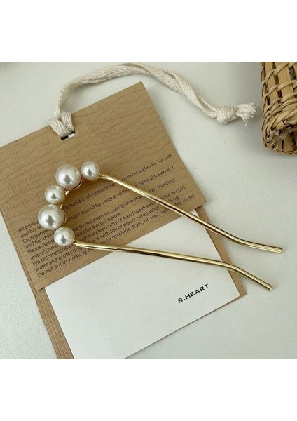 Inci Altın Moda Kadınlar Simüle Inci U Şekli Tokalar Metal Barrette Klip Gelin Saç Aksesuarları Düğün Saç Tasarım Araçları (Yurt Dışından)
