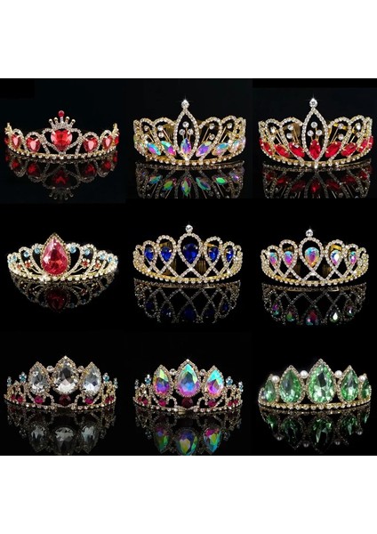 LGL049 Moda Düğün Taç Gelin Başlığı Barok Tiaras ve Taçlar Prenses Tiara Kristal Rhinestone Kafa Bandı Saç Aksesuarları (Yurt Dışından) fiyatları