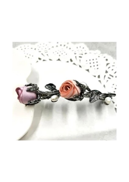 Antik Bronz Kaplama Basit Gül Çiçek Saç Tokası Kumaş Kristal Böceği Saç Tokası Taklidi Yaprak Saç Tokası Zarif Kadın Kız Saç Tokası Saç Aksesuarları (Yurt Dışından)