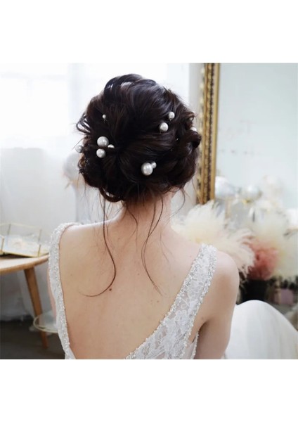 Inci 20 Adet 8mm Kadınlar U-Şekilli Pin Metal Barrette Klip Hairmulated Inci Gelin Tiara Saç Aksesuarları Düğün Saç Tasarım Araçları (Yurt Dışından) modelleri