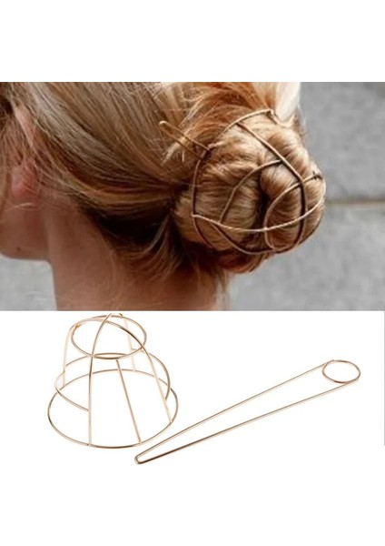 Sarı Sıcak Metal Saç Sopası Orijinal Boho Saç Aksesuarları Metal Altın Dolgulu x Şekilli Topuz Tutucu Büyüleyici Vintage Topuz Kafesi (Yurt Dışından) modelleri