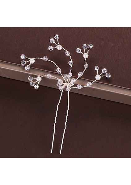 UZ065 Moda Gümüş Renk Tasarım Kafa Takı Inci Rhinestone Saç Tokası Kristal Gelin Saç Aksesuarları Kadın Düğün Saç Tokası (Yurt Dışından)
