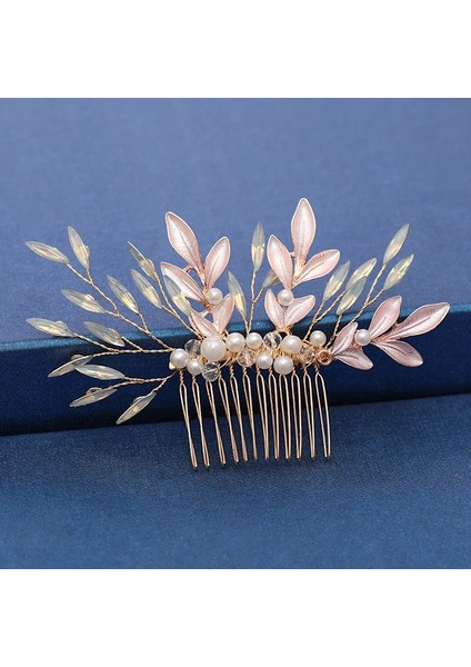 Saf Altın Rengi Trendy El Yapımı Tiara Düğün Saç Tarak Yaprak Çiçek Gelin Başlığı Altın Inci Rhinestone Kafa Takı Düğün Saç Aksesuarları (Yurt Dışından)