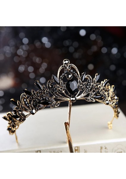 Stil M Siyah Barok Retro Siyah Lüks Gelin Kristal Tiaras Taçlar Prenses Kraliçe Pageant Balo Taklidi Peçe Tiara Düğün Saç Aksesuarı (Yurt Dışından) fiyatları