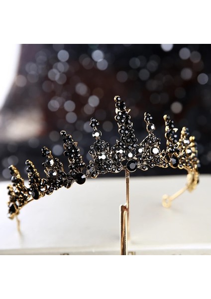 Stil M Siyah Barok Retro Siyah Lüks Gelin Kristal Tiaras Taçlar Prenses Kraliçe Pageant Balo Taklidi Peçe Tiara Düğün Saç Aksesuarı (Yurt Dışından) indirimleri