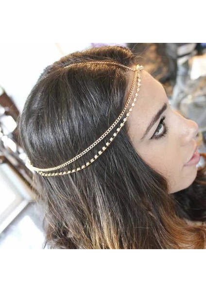 No.2 Boyutu Moda Kadın Bayan Kafa Takı Altın Gümüş Renk Çok Katmanlı Boho Kafa Zincir Kafa Başlığı Gelin Düğün Saç Takı T009 (Yurt Dışından) fiyatları