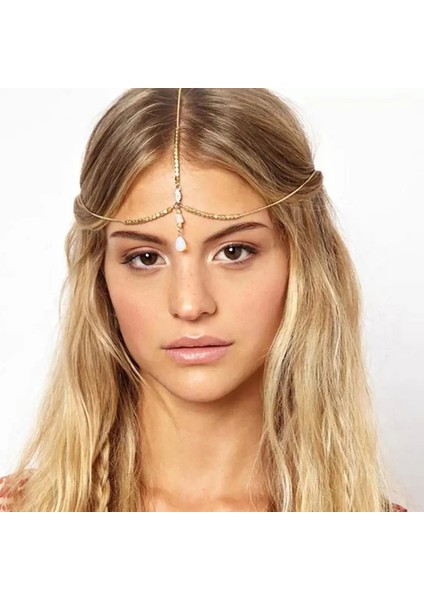 No.2 Boyutu Moda Kadın Bayan Kafa Takı Altın Gümüş Renk Çok Katmanlı Boho Kafa Zincir Kafa Başlığı Gelin Düğün Saç Takı T009 (Yurt Dışından) modelleri