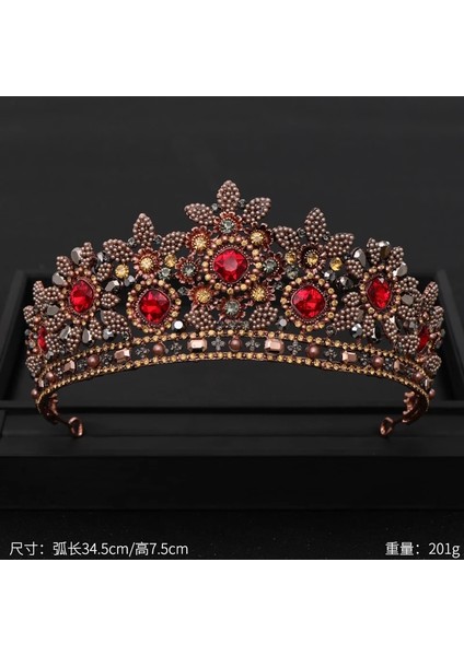 Platin Kaplama Vintage Barok Kraliçe Tiara Düğün Taç Gelin Diadem Altın Kristal Rhinestone Kafa Takı Başlığı Düğün Saç Aksesuarları (Yurt Dışından)