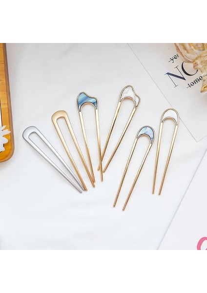 No.4 Boyutu Moda Metal Saç Çubukları Kadınlar Için Kabuk Saç cl Minimalist U Şekli Kızlar Tokalar Saç Topuz Yapıcı Şapkalar (Yurt Dışından)