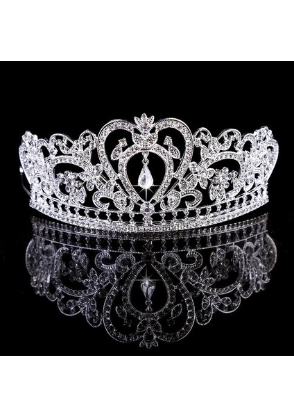 Mavi Çinko Kaplama Düğün Taç Gelin Kraliçe Tiara Küpe Seti ile Rhinestone Kristal Tiaras Gelin Taç Hairwear Lüks Takı Aksesuarları (Yurt Dışından)