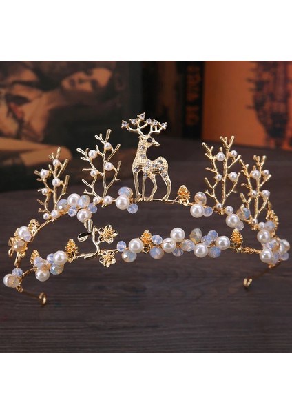 Mavi Çinko Kaplama Düğün Taç Gelin Kraliçe Tiara Küpe Seti ile Rhinestone Kristal Tiaras Gelin Taç Hairwear Lüks Takı Aksesuarları (Yurt Dışından)