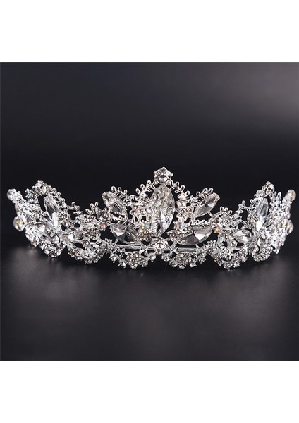Mavi Çinko Kaplama Düğün Taç Gelin Kraliçe Tiara Küpe Seti ile Rhinestone Kristal Tiaras Gelin Taç Hairwear Lüks Takı Aksesuarları (Yurt Dışından)