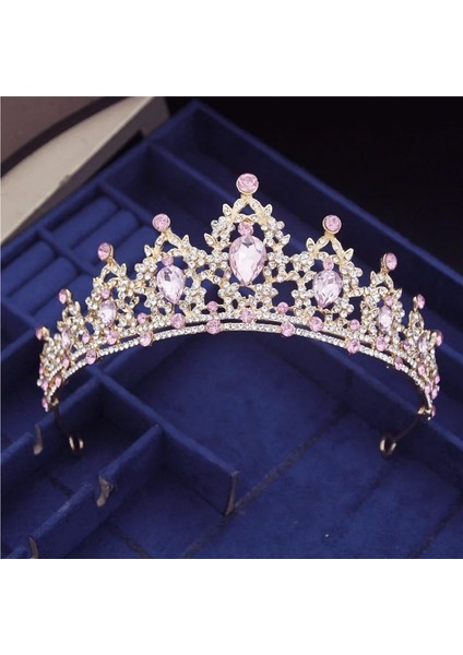Pembe Muhteşem Pembe Kristal Saç Bantları Kraliçe Tiaras ve Taçlar Gelin Saç Bandı Kızlar Balo Parti Düğün Saç Takı Aksesuarları (Yurt Dışından)