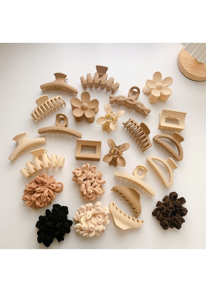 Saç Pençeleri Stili K Yeni Kore Güz ve Kış Süt Çay Rengi Kahverengi Akrilik Saç Pençeleri Klipler Çok Renkli Geometrik Mat Saç Tokası Aksesuarları (Yurt Dışından) fiyatları